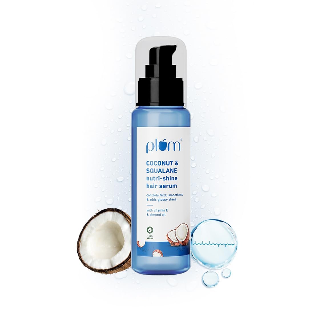 Plum Coconut & Squalane Nutri-Shine Hair Serum | Frizz Control & Instant Shine | Enriched with Vitamin E & Almond Oil | Coconut-Vanilla Fragrance | 75ml​
