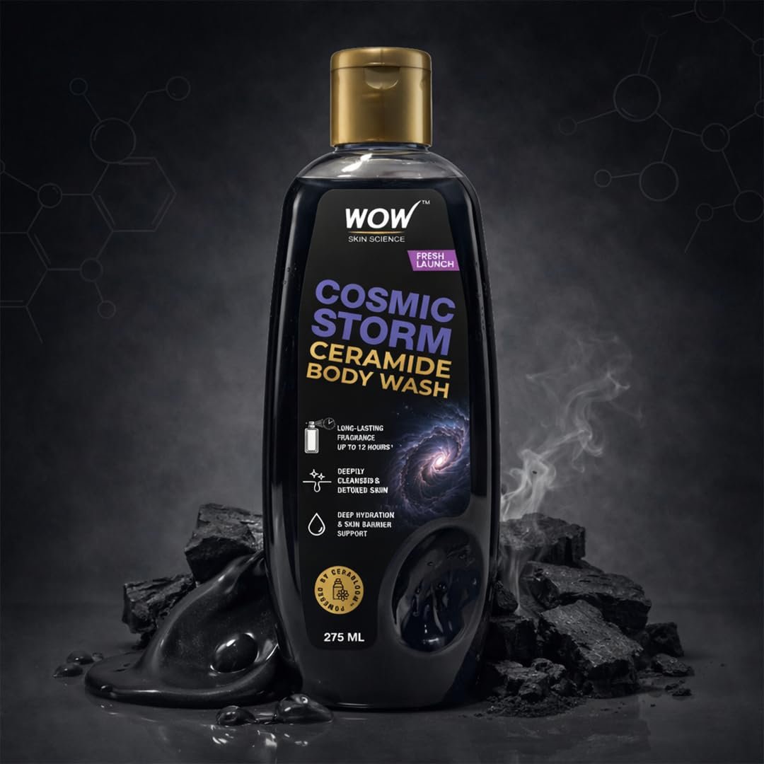 WOW Skin Science Cosmic Storm� Ceramide Body Wash | Ceramide for Deep Hydration & Skin Barrier Support | Activated Charcoal Detox Cleanse | 12-Hour Fragrance with Cerabloom� | 275 ml thumbnail