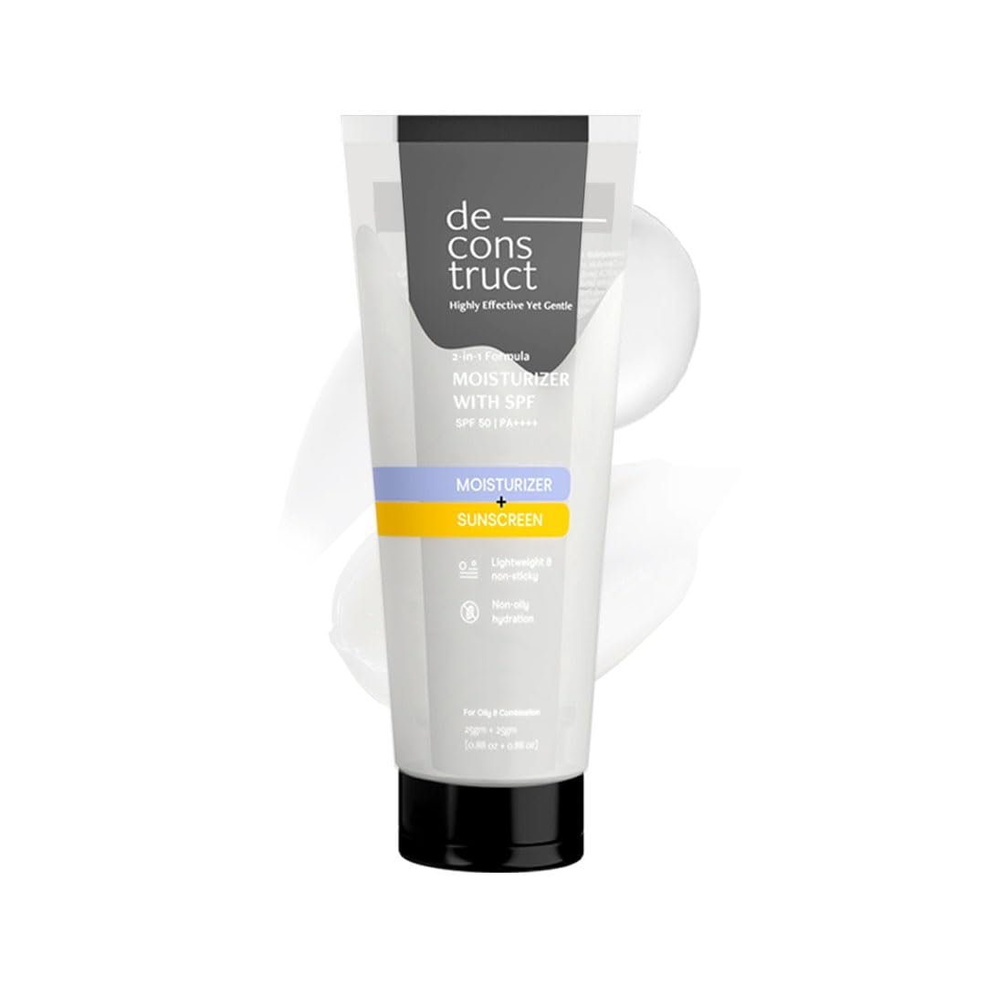Deconstruct 2 in 1 Moisturizer & Sunscreen | SPF 50 PA++++, Oil Free Moisturizer & Gel Sunscreen, Invivo Tested, Lightweight, Non-Greasy, For oily, combination, normal skin | 50g thumbnail
