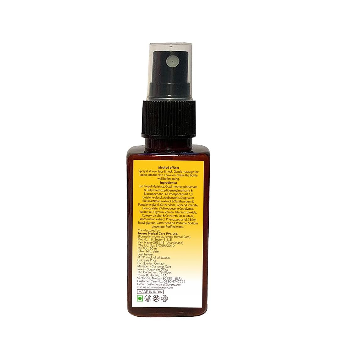 Jovees Herbal Sun Screen Spray SPF 40 With Watermelon & Walnut Oil | Sunscreen For Men/Womens | Protects From UVA/UVB rays | Lightweight, Non-greasy formula | 60ML thumbnail