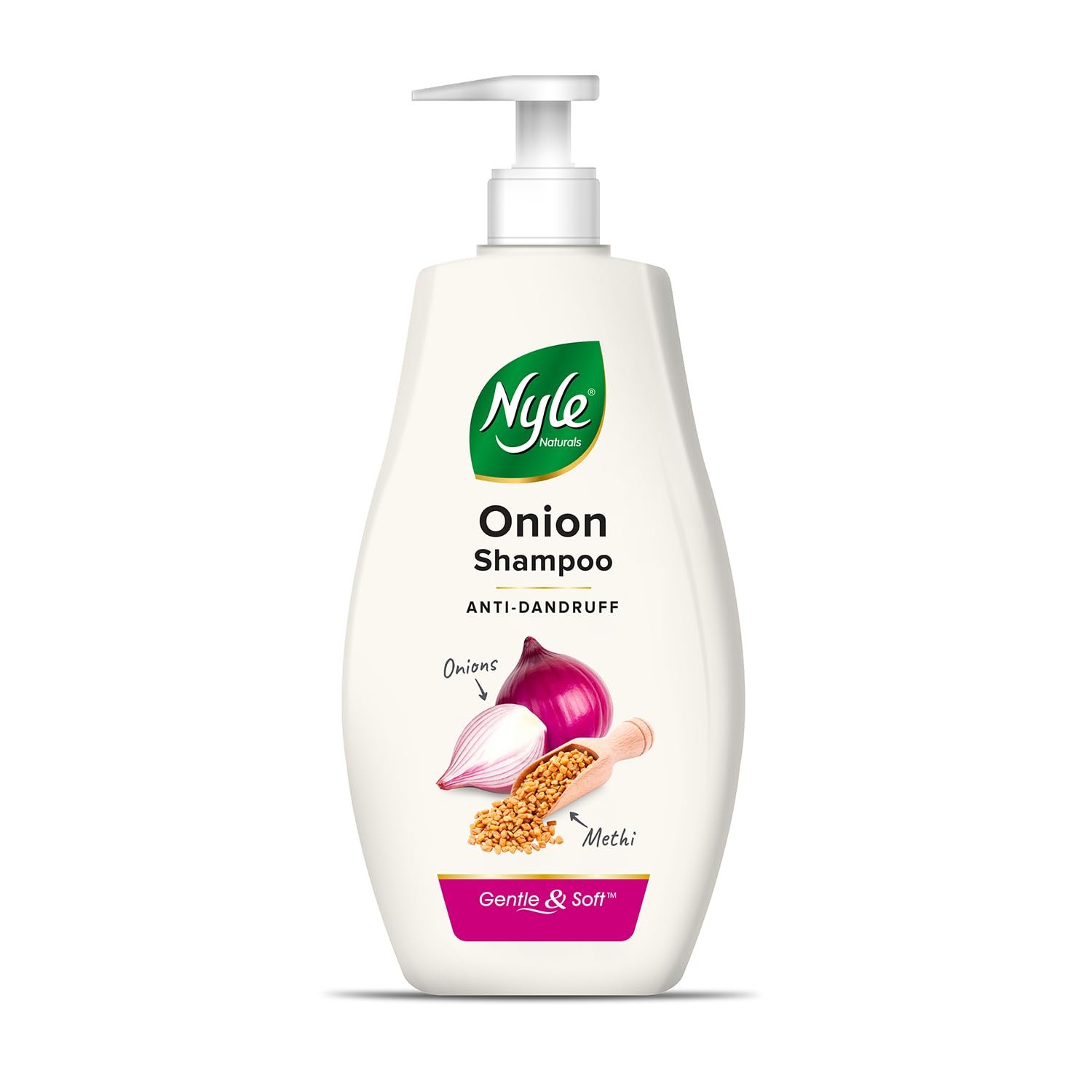 Nyle Naturals Onion Anti-Dandruff Shampoo, With Onion and Fenugreek, Gentle & Soft Shampoo, pH Balanced and Paraben Free, For Men and Women, 800ml thumbnail