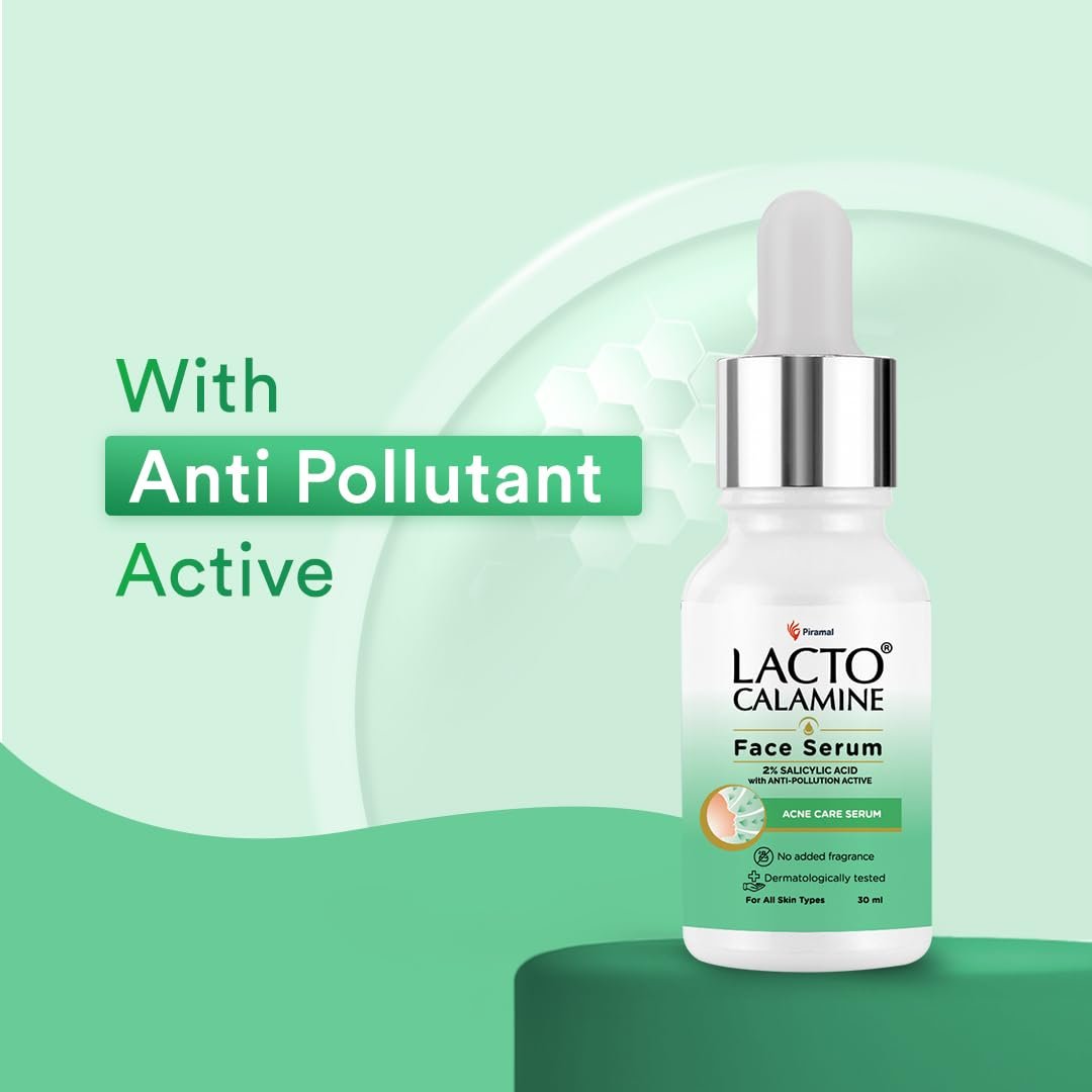 Lacto Calamine 2% Salicylic Acid Face Serum | Reduces Acne, Blackheads & Excess Oil | Unclogs Pores, Controls Sebum & Exfoliates Skin | Face Serum for Oily & Acne-Prone Skin | 30ml thumbnail