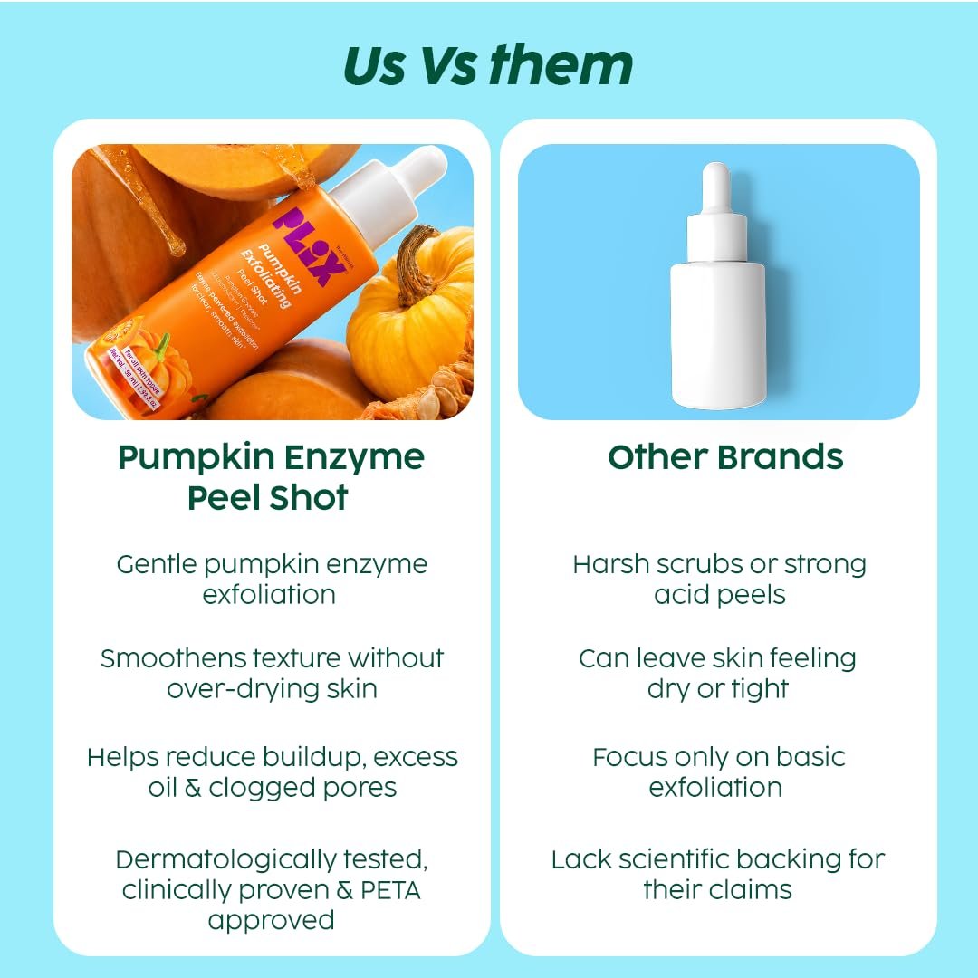 PLIX Pumpkin Enzyme Peel Shot with Pumpkin Enzyme, OiLESS City™, Pentavitin® & Gluconolactone (PHA) for Gentle Exfoliation | For clear & smoother Skin | For All Skin Types | 50 ml thumbnail