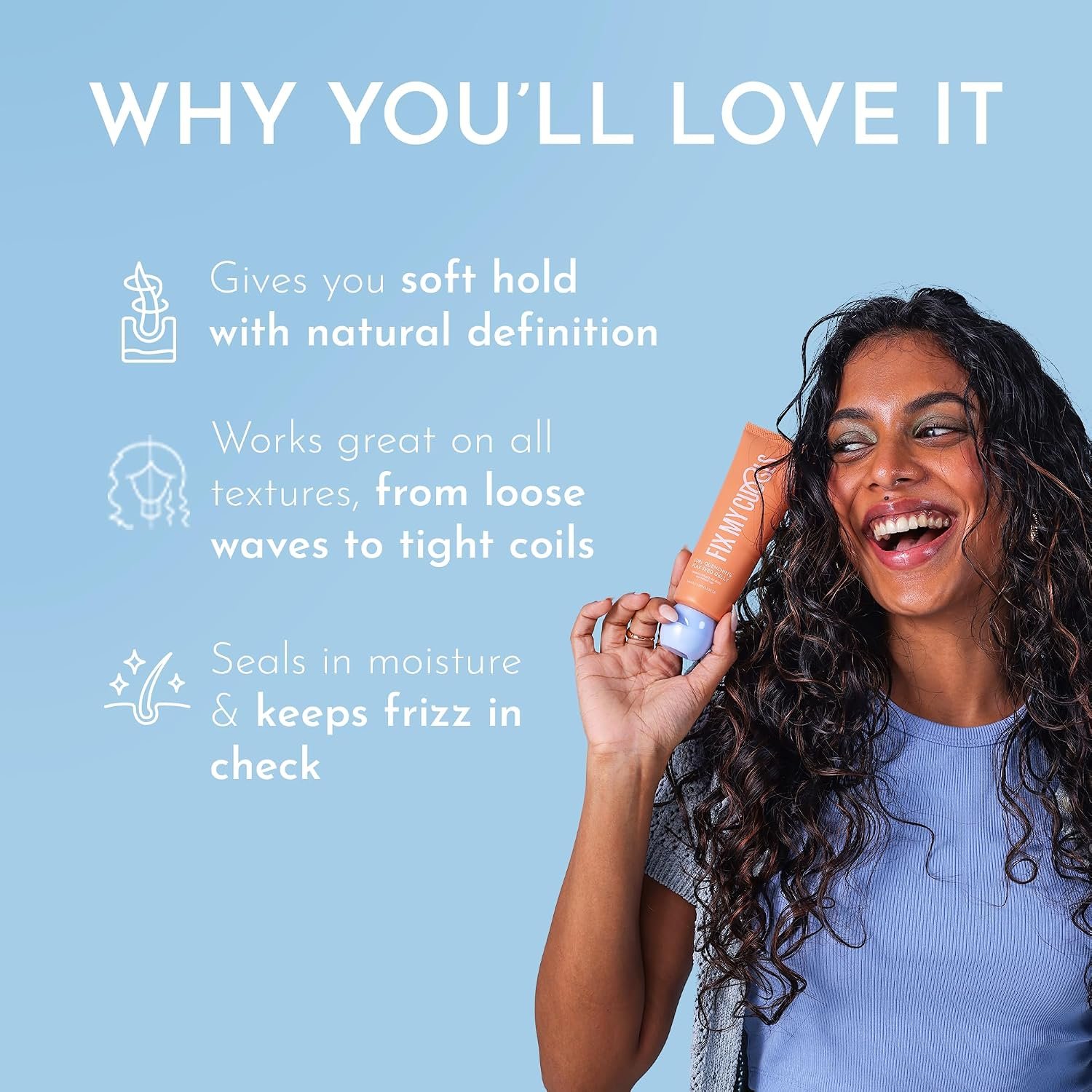 Fix My Curls Curl Quenching Flaxseed Gelly | Curl Definition | 100g A strong-hold styling gelly for defined, bouncy curls with lasting frizz control. thumbnail