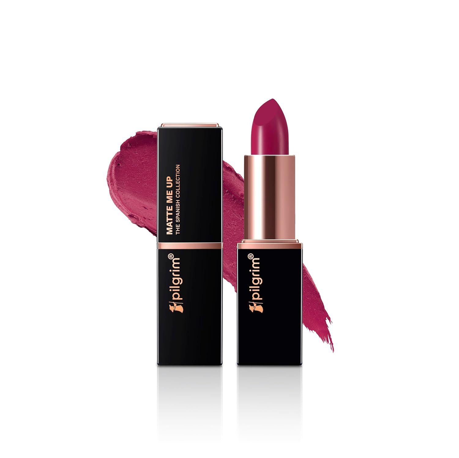 Pilgrim Matte Me Up Bullet Lipstick 4.2g | Creamy, Lightweight, Bold, Non Drying | SPF 30 | Enriched With Hyaluronic Acid & Spanish Squalane | Lipstick for dusky skin tone | Forbidden Pink-1