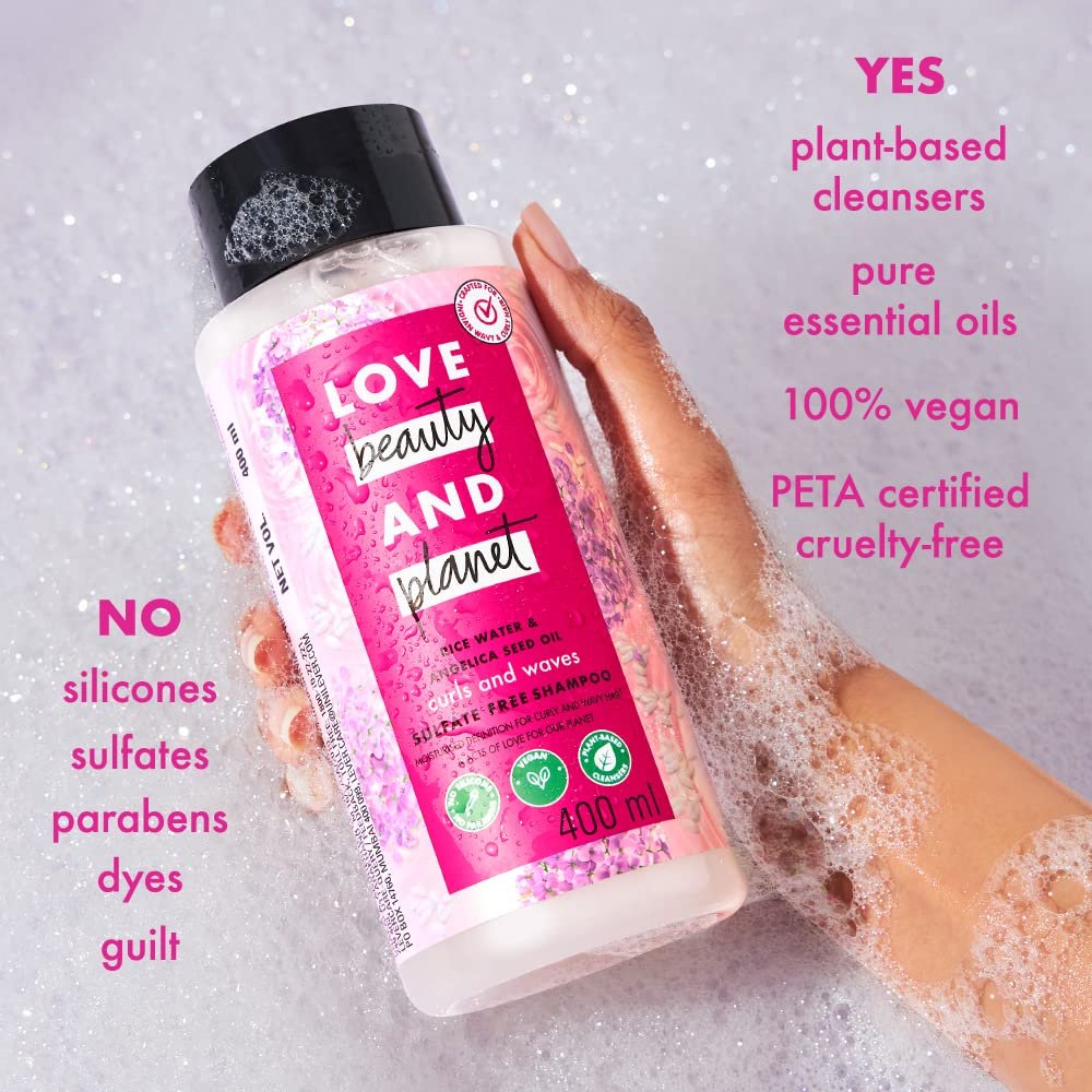 Love Beauty And Planet Rice Water & Angelica Seed Oil Silicone-Free Curl & Waves Shampoo|| No Parabens|| No Sulfates|| Angelica Essential Oil|| 400ml thumbnail