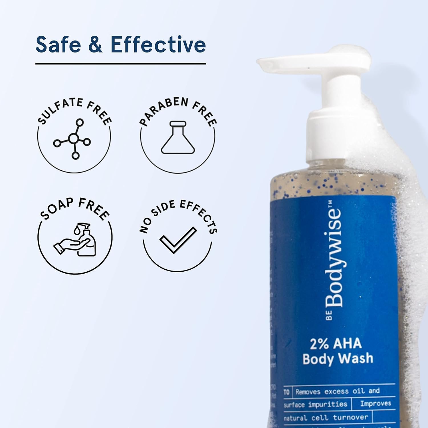 Be Bodywise 2% AHA Body Wash | With 1% Lactic Acid, Glycolic Acid & 4% Glycerin | Exfoliates & Promotes Glowing Skin | Smoothens Rough & Bumpy Skin | Daily Use Shower Gel | 250ml thumbnail