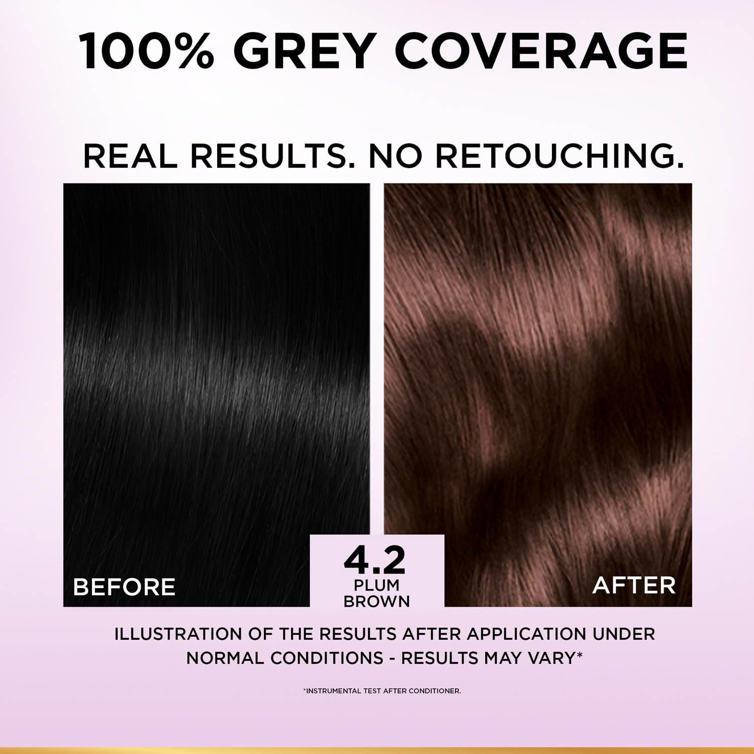 L'Oreal Paris Hair Colour, Radiant At-Home Hair Colour with up to 100% Grey Coverage, Excellence Creme, 4.2 Plum Brown, 72ml+100g thumbnail