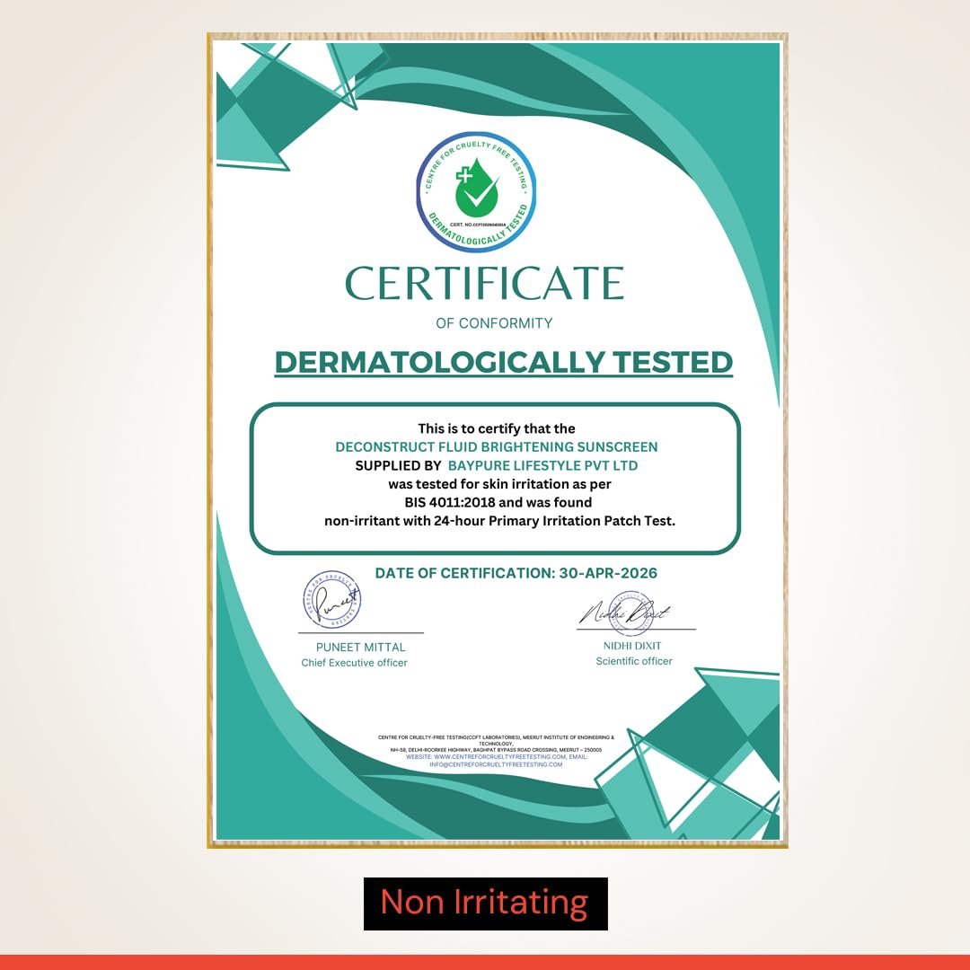 Deconstruct Fluid Brightening Sunscreen SPF 50+ PA++++ |Sunscreen with Niacinamide| Brightens Skin | Dewy finish| Lightweight, Quick absorb |For dry, oily,combination, normal skin 50g thumbnail