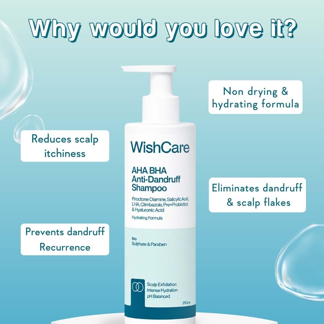 WishCare Hydrating Anti Dandruff Shampoo | 100% Dandruff Reduction | Removes Flakes & Hydrates Scalp | Proven Clinically |  For Women And Men | 250ml thumbnail