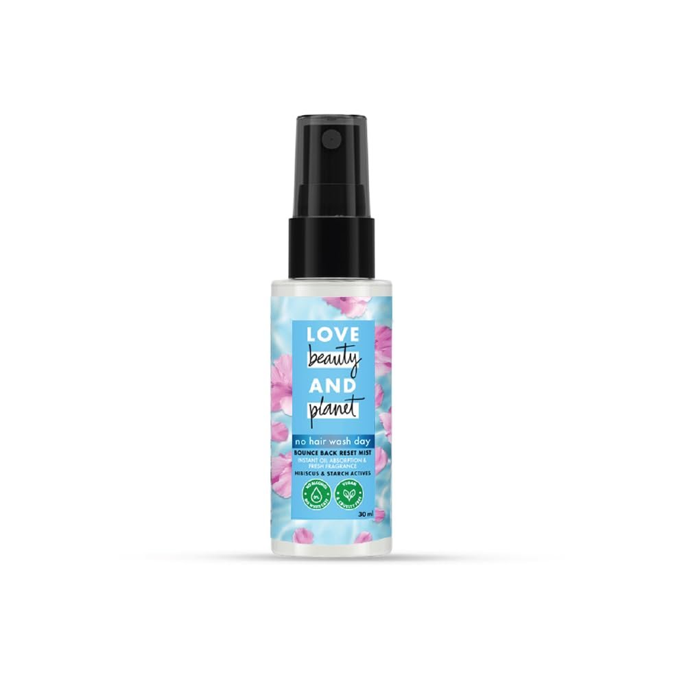 LOVE BEAUTY and PLANET Bounce Back Reset Mist, No Alcohol Dry Shampoo, 30ml, for Instant Hair, with Hyaluronic Acid & 100% Natural Pentavitin, Non-Aerosol, No White Residue, for Women