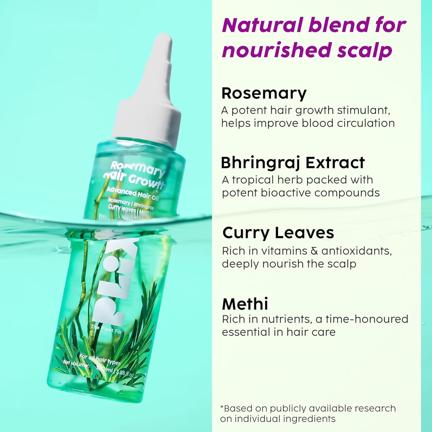 PLIX - THE - PLANT FIX Rosemary Hair Growth Advanced Hair Oil | With Rosemary & Bhringraj Extract l Reduces Hair Fall 100ml thumbnail
