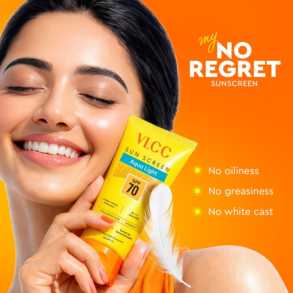 VLCC Aqua Light Sunscreen Gel SPF 70 PA++++ | Ultra-High UV Protection For All Skin Type | No White Cast | Non-Greasy, Fast-Absorbing | Hyaluronic Acid & Vitamin C | 100g thumbnail