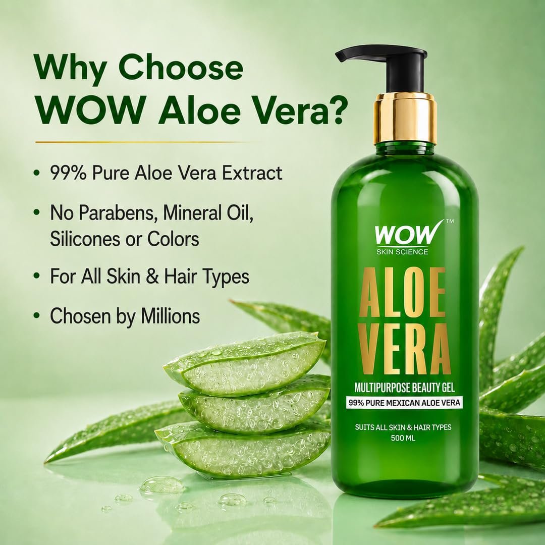 WOW Skin Science 99% Pure Aloe Vera Gel for Face, Skin & Hair - 500ml | Ultimate Gel For Glowing Skin | For Both Men and Women thumbnail