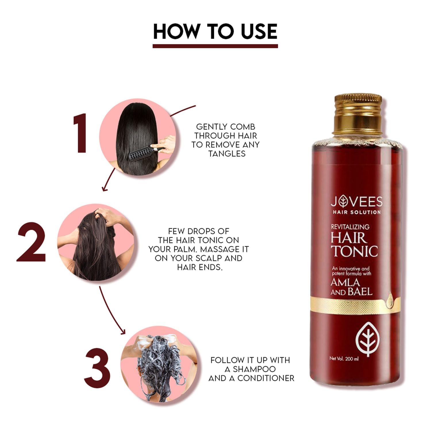 Jovees Herbal Revitalising Amla & Bael Hair Tonic | Gives Long, Strong & Thick Hair | For All Hair Types 200ml thumbnail