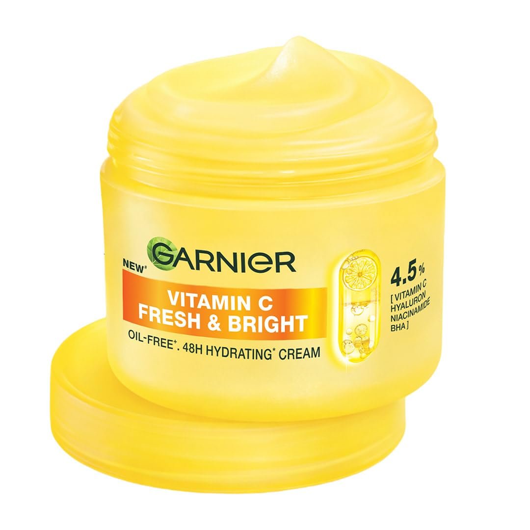Garnier Fresh & Bright Vitamin C Sorbet Gel Face Moisturizer Cream, 45g For Hydration & Dark Spot Reduction,