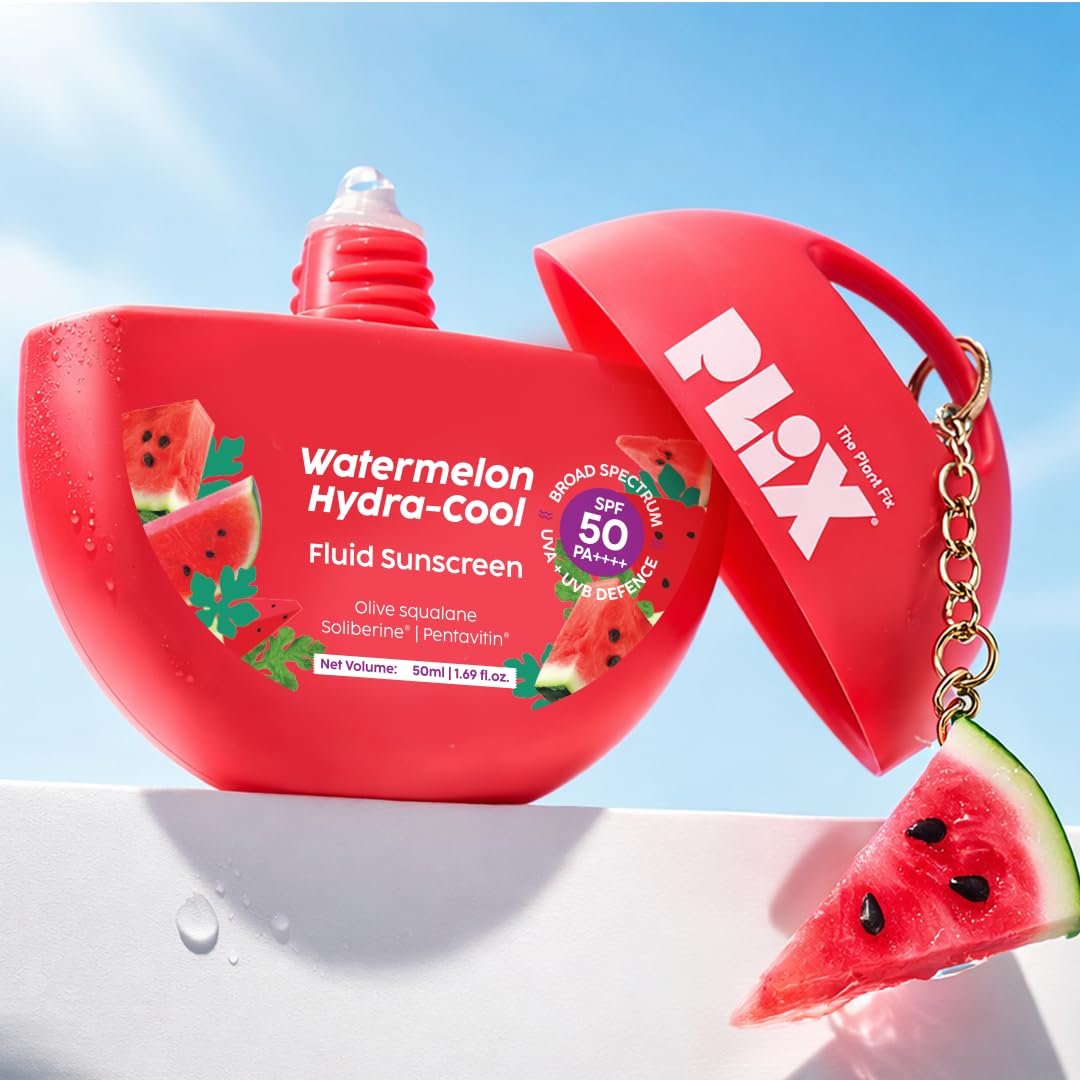PLIX THE PLANT FIX Watermelon Hydra-Cool Fluid Sunscreen | In Vivo Tested SPF 50 PA++++ | Broad Spectrum Protection | Lightweight Hydration | No White Cast thumbnail