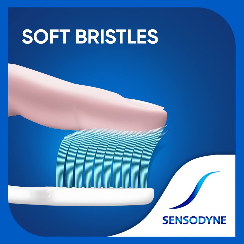 Sensodyne Toothbrush: Sensitive manual tooth brush with soft rounded bristles for adults, 3 pieces (Multicolor) thumbnail