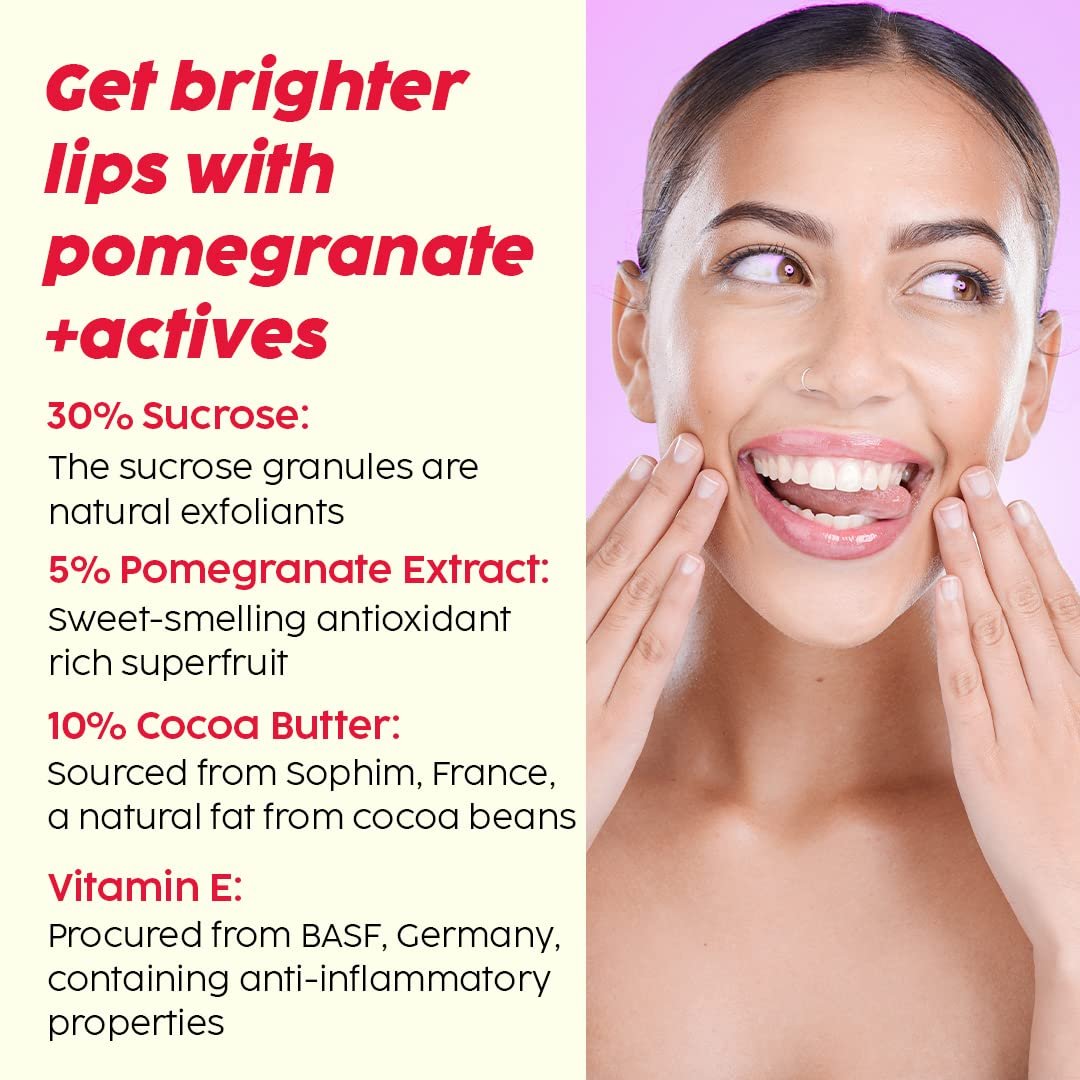 The Plant Fix Plix Pomegranate Bright Lips Scrub | For Dry & Chapped Lips | Reduces Darkening & Pigmentation | Brightens & Exfoliates | Cocoa Butter & Vitamin E | 15 Gms thumbnail