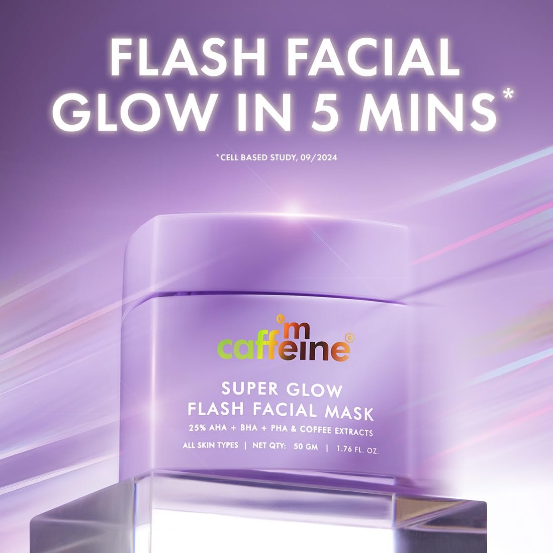 mCaffeine Super Glow Flash Facial 25% AHA+BHA+PHA Face Mask | 5 Mins Glow Face Pack | Instant Brightening & Hydrate Winter Skin | Unclogs Pores, Removes Blackhead & Dead Skin | 50gm thumbnail