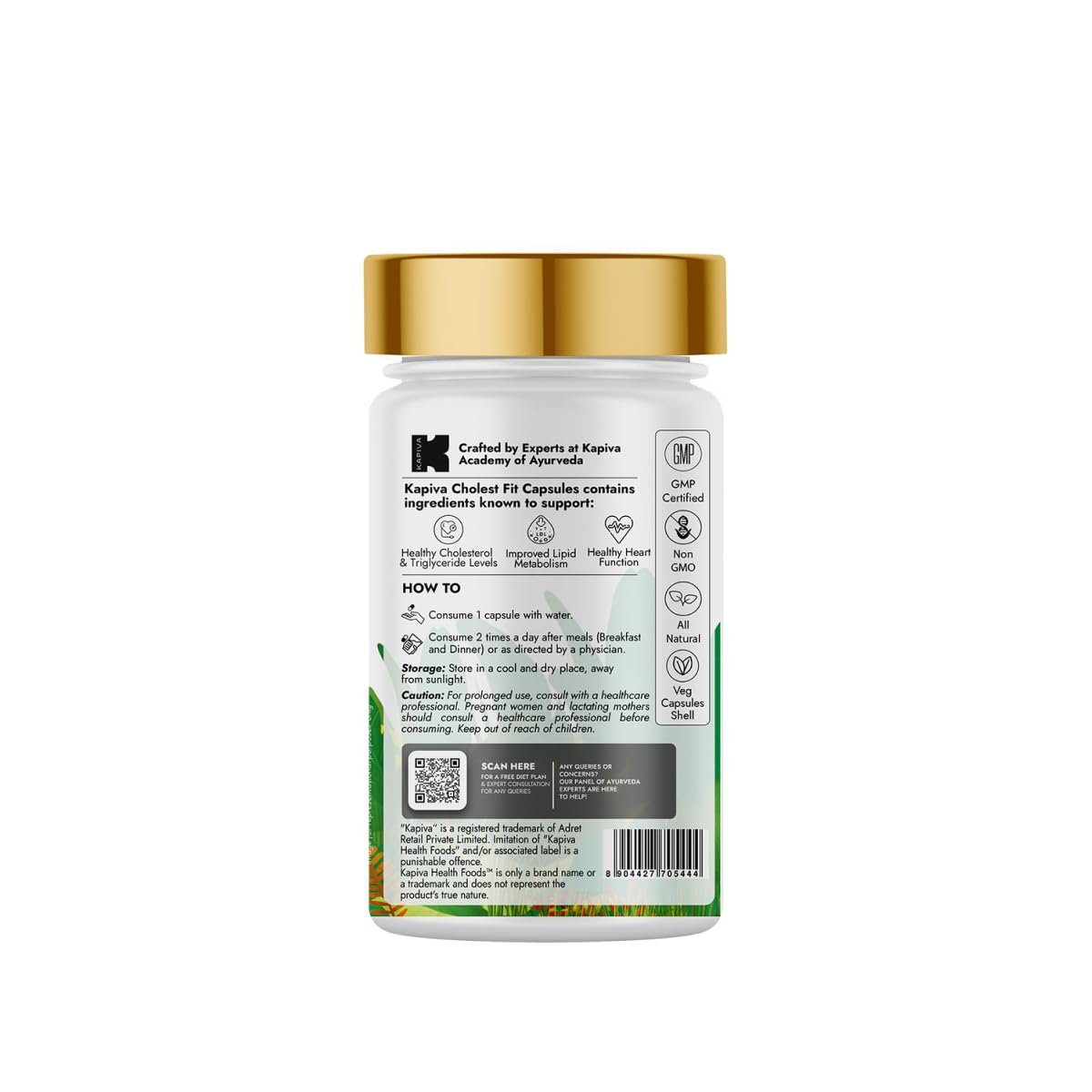 Kapiva Cholest Fit Capsules | Modern Ayurvedic Cholesterol Care | 6 Herbs - Arjuna Chhaal, Garlic, Apple Cider Vinegar| Helps Reduce Cholesterol | 60 N thumbnail