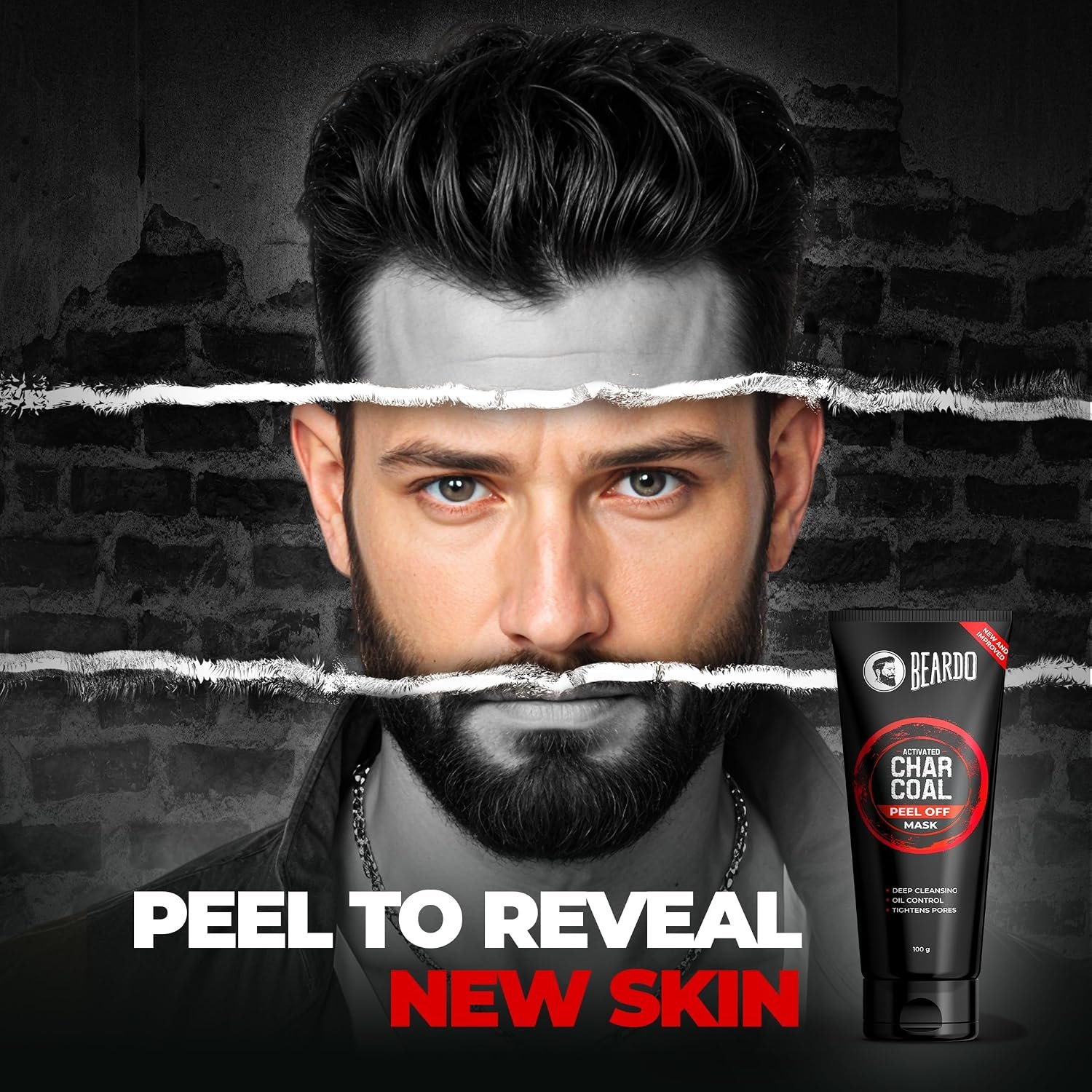 Beardo Activated Charcoal Peel Off Mask for Men, 100g | Charcoal Face Mask for Glowing Skin | For Oily & Dirt free skin thumbnail