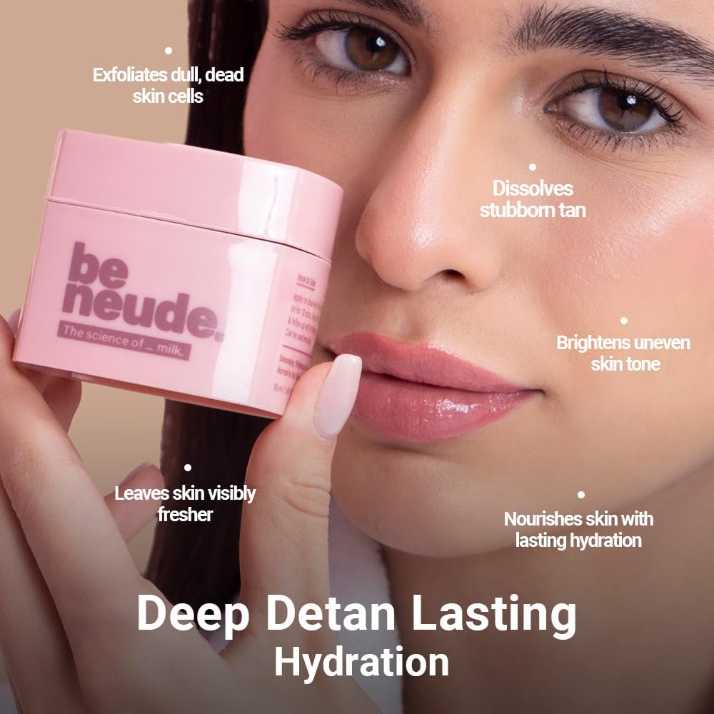 Be Neude un_mask Instant De-Tanning, Hydrating & Brightening Face Mask | Dry Skin-Friendly Facial Mask for a Fresh, Smooth & Radiant-Looking Complexion | 50ml thumbnail