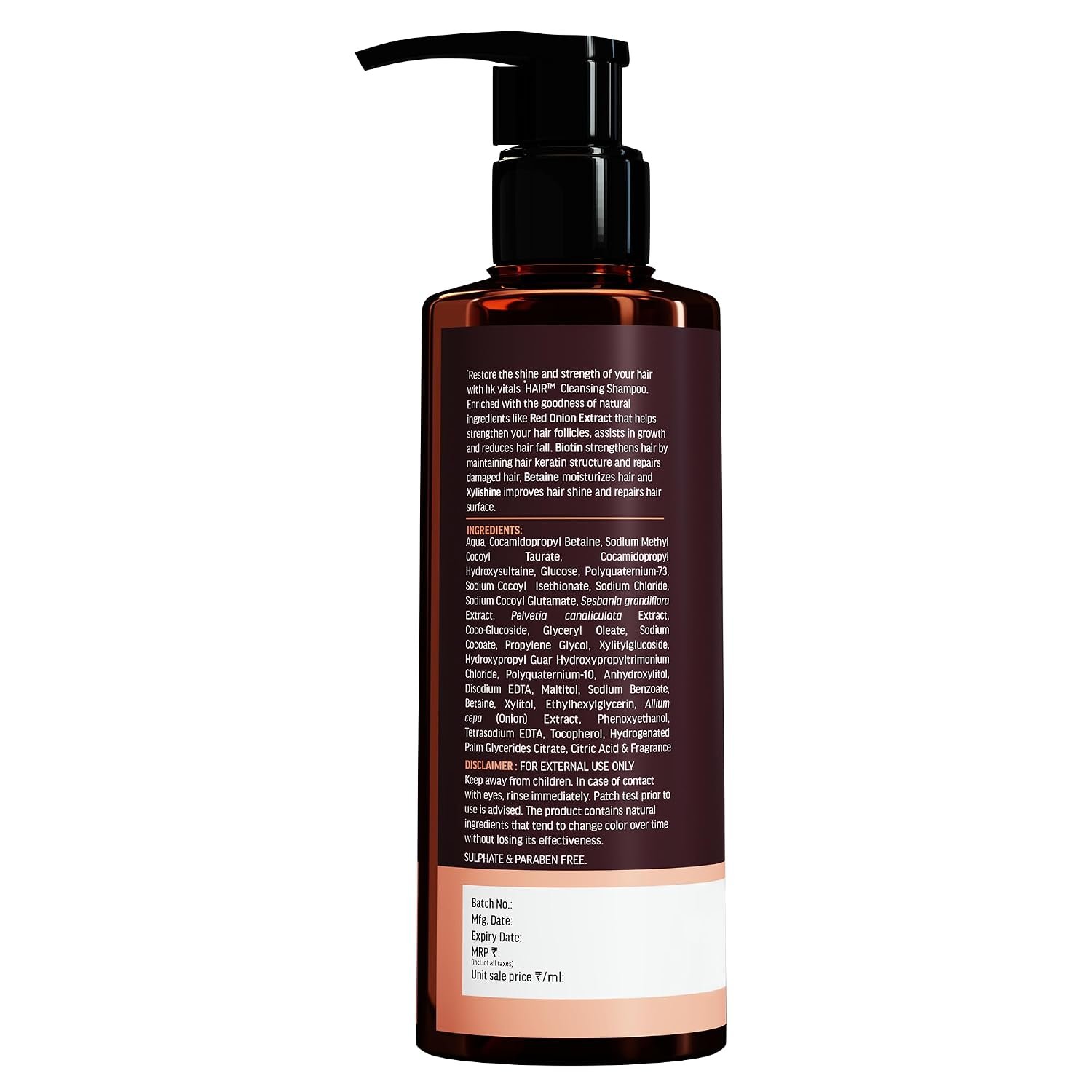 hk vitals Hair Cleansing Shampoo for Women & Men (175ml) | Supports Hair Strength & Restore Shine with Red Onion Extract | Biotin | Xylishine thumbnail