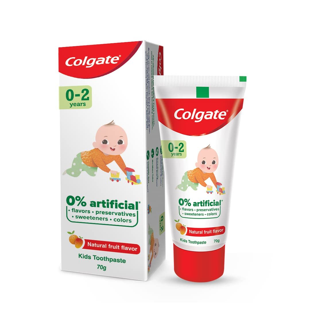Colgate Toothpaste For Kids Cavity Protection (0-2 Years), Natural Fruit Flavour Tooth Paste, Sls & Fluoride Free - 70G Tube thumbnail
