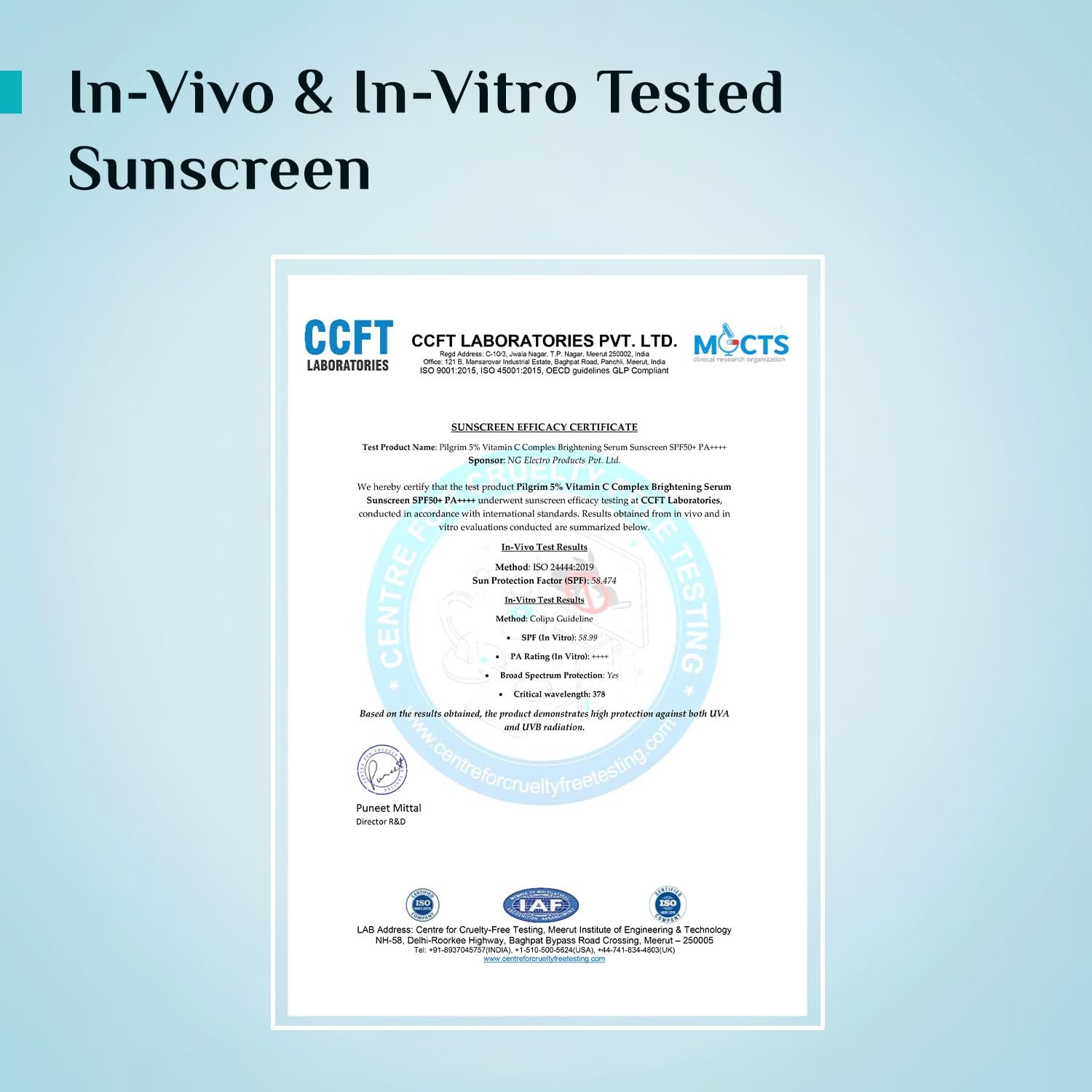 Pilgrim 5% Vitamin C Brightening Serum Sunscreen SPF 50+ PA++++ with Niacinamide & Glutathione | InVivo Tested New Gen UV Filters Broad Spectrum Sun Protection Gel | No White Cast - 50 ml thumbnail