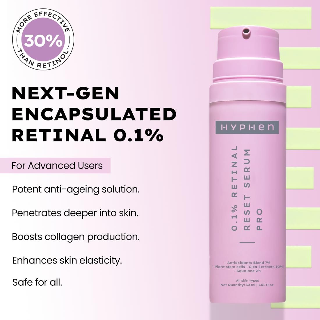 Hyphen 0.1% Retinal Reset Serum Pro | 30% More Effective than Retinol Serum| Advanced Anti Ageing Face Serum | Reduces Fine Lines & Wrinkles | -30 ml thumbnail