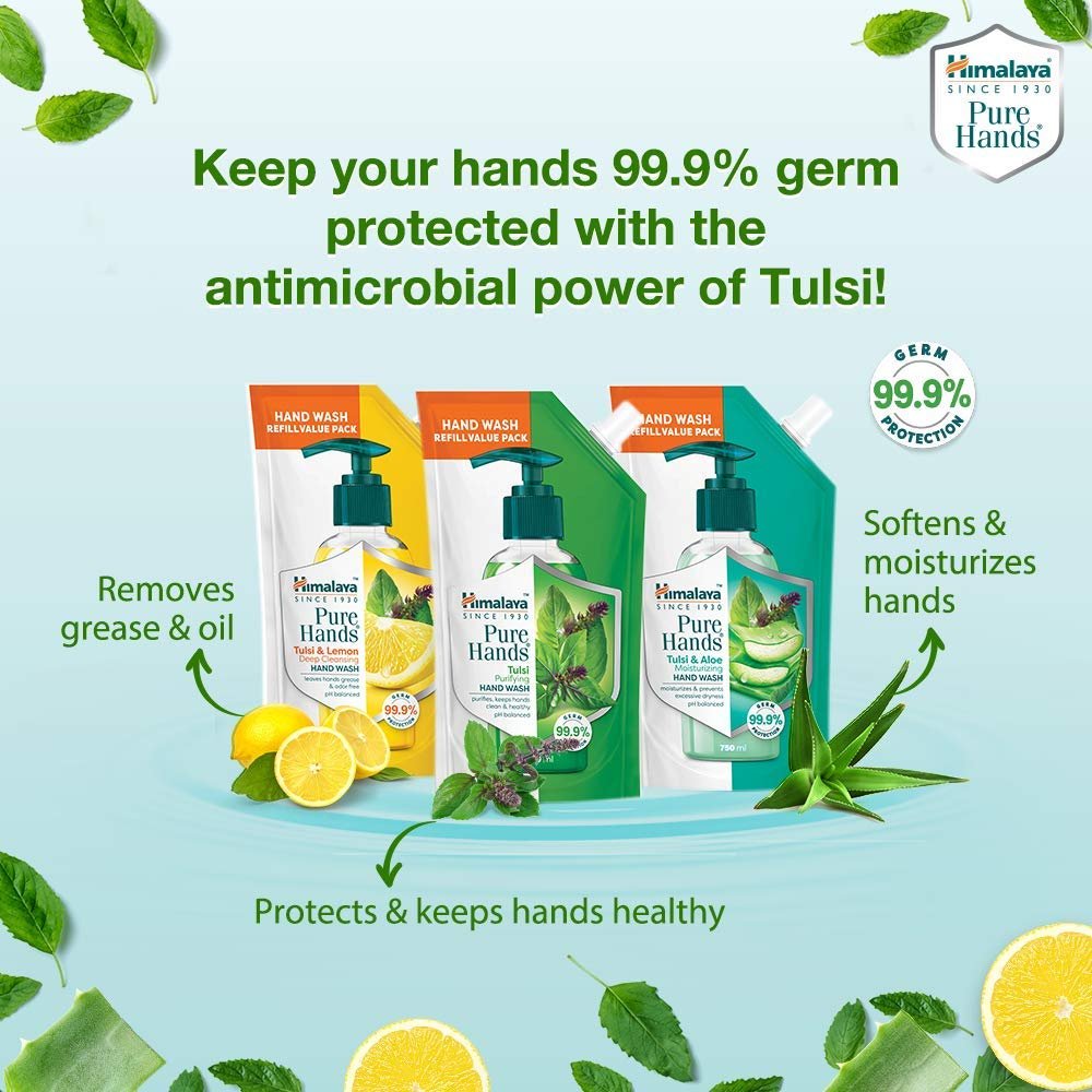 Himalaya Pure Hands | Purifying Tulsi Hand Wash Refill - 750 ml | 99.9% Germ Protection thumbnail