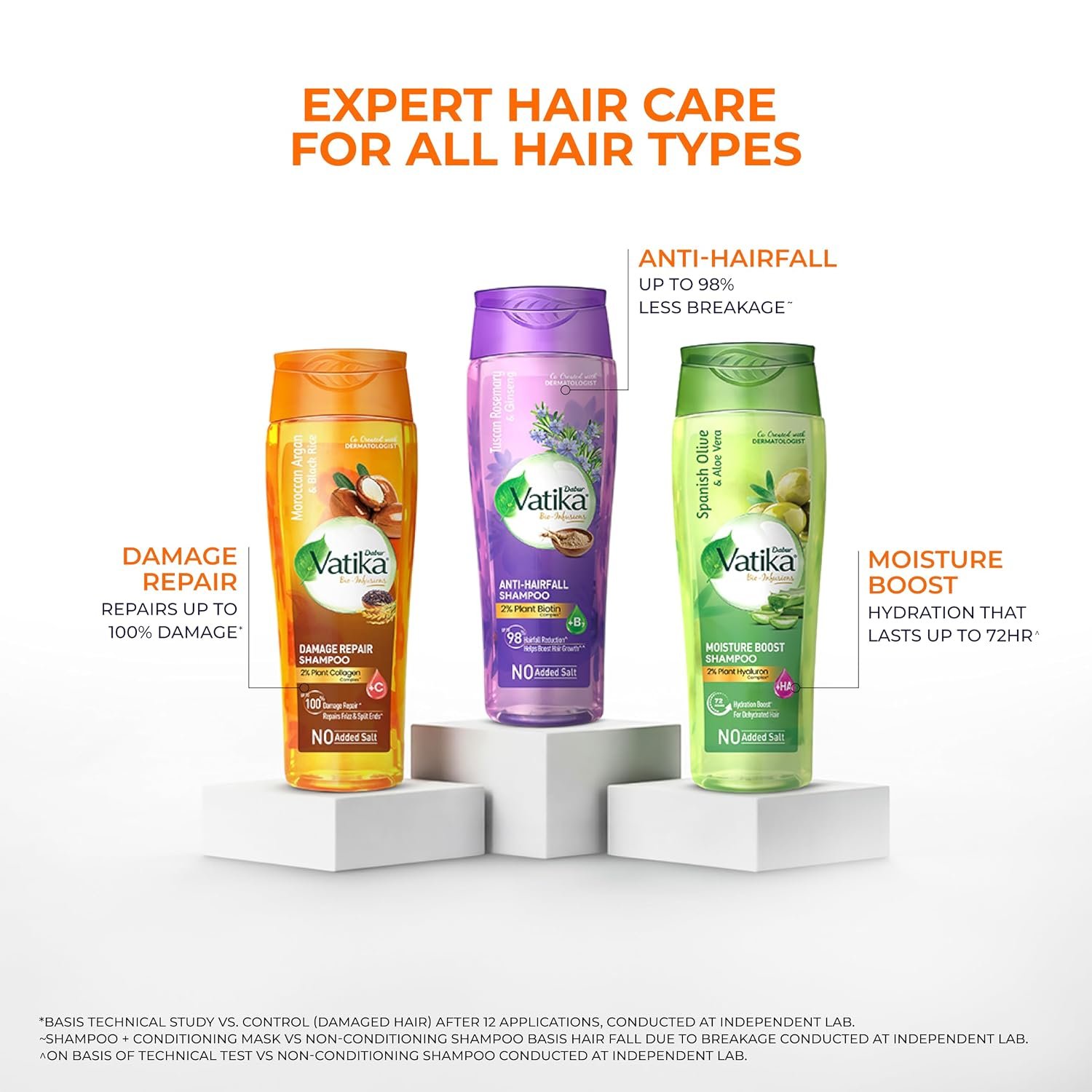 Dabur Vatika Bio-Infusions Damage Repair Shampoo | Moroccan Argan & Black Rice | 2% Plant Collagen + Vitamin C | 100% Damage Repair  | For Dry & Damaged Hair thumbnail