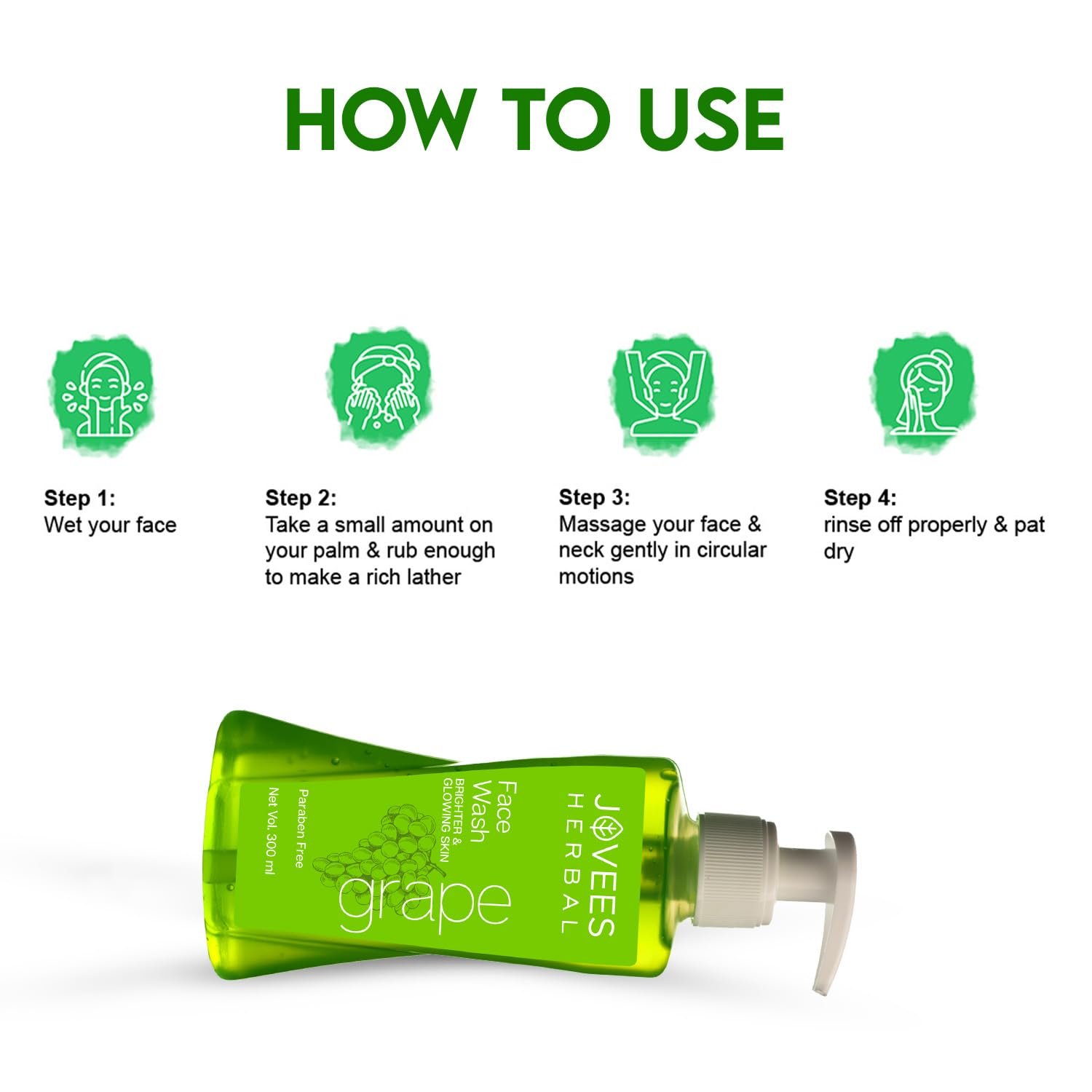 Jovees Herbal Grape Face Wash With Grape Seed & Orange Peel Extracts | For Brighter & Glowing Skin | Reduces Uneven Skin Tone & Fine Lines | For All Skin Types 300ml thumbnail