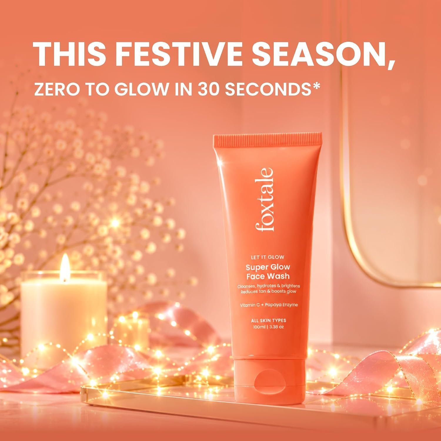 Foxtale Super Glow Detan Face Wash with Vitamin C & Papaya enzyme, Tan Removal, Brightens & Reduces Pigmentation, Gentle Exfoliation | Face Wash for Men & Women | All Skin Types - 100ml thumbnail