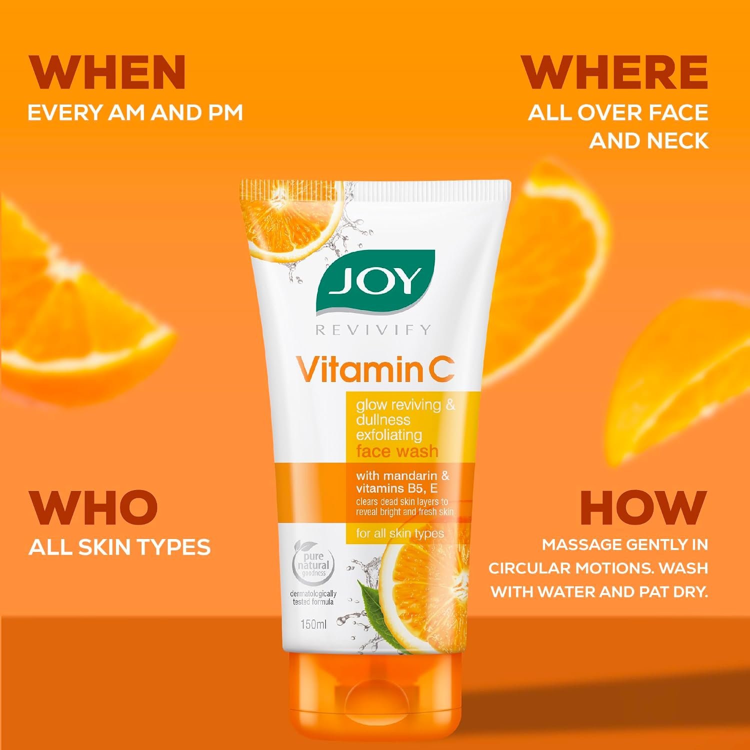 Joy Vitamin C Brightening Face Wash For Bright and Glowing Skin 150ml | Fades Blemishes and Restores Skin Barrier | Gentle Cleanser for All Skin Types thumbnail