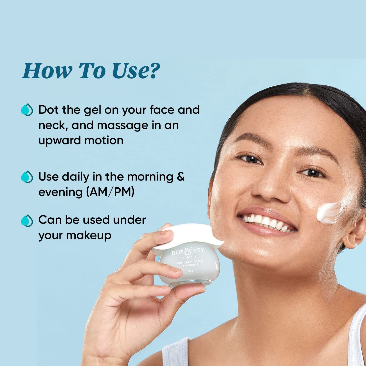 Dot & Key 72HR HYDRATING GEL + Probiotics Moisturizer for Face | With Hyaluronic Acid, Kombucha & Rice Water | Lightweight gel Moisturizer 15ml thumbnail