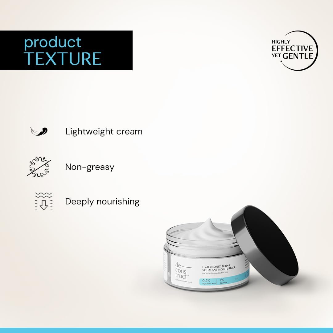 Deconstruct Hyaluronic Acid & Squalane Moisturizer | 0.2% Hyaluronic Acid 1% Squalane |Moisturizer For Normal Skin | Lightweight Moisturiser | For Long Lasting & Non-Greasy Hydration | 50g thumbnail