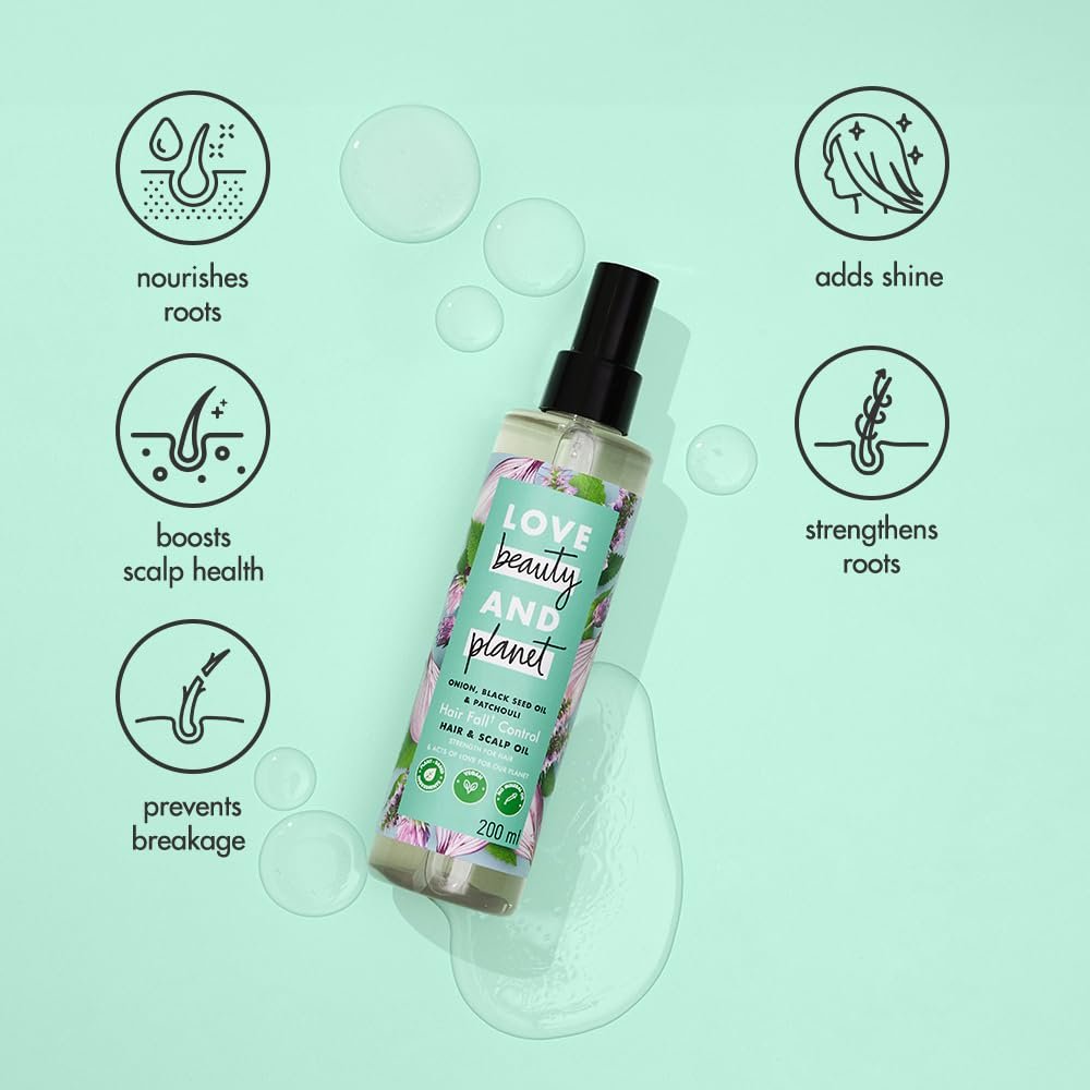 Love Beauty & Planet Onion Black Seed & Patchouli Oil for Hair Growth & Hair Fall Control|No Mineral Oil,No Paraben|200ml thumbnail