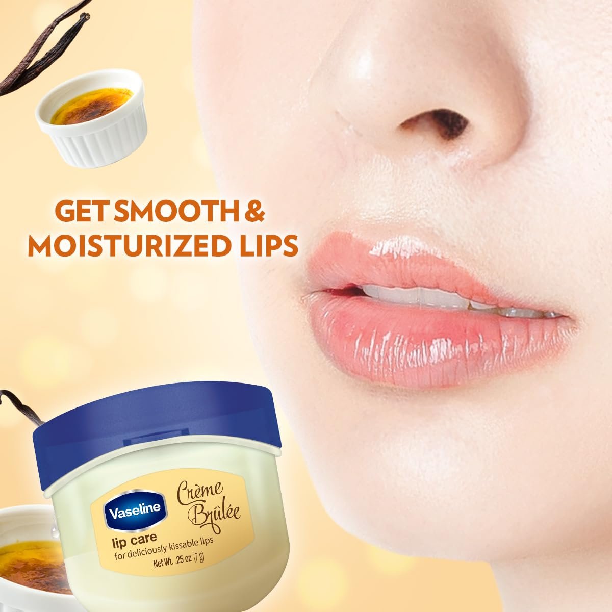 Vaseline Lip Therapy Crème Brûlée | Flavoured Balm for Smooth & Kissable Lips | 72Hr Moisturization | Sweet Dessert Fragrance | 7g thumbnail