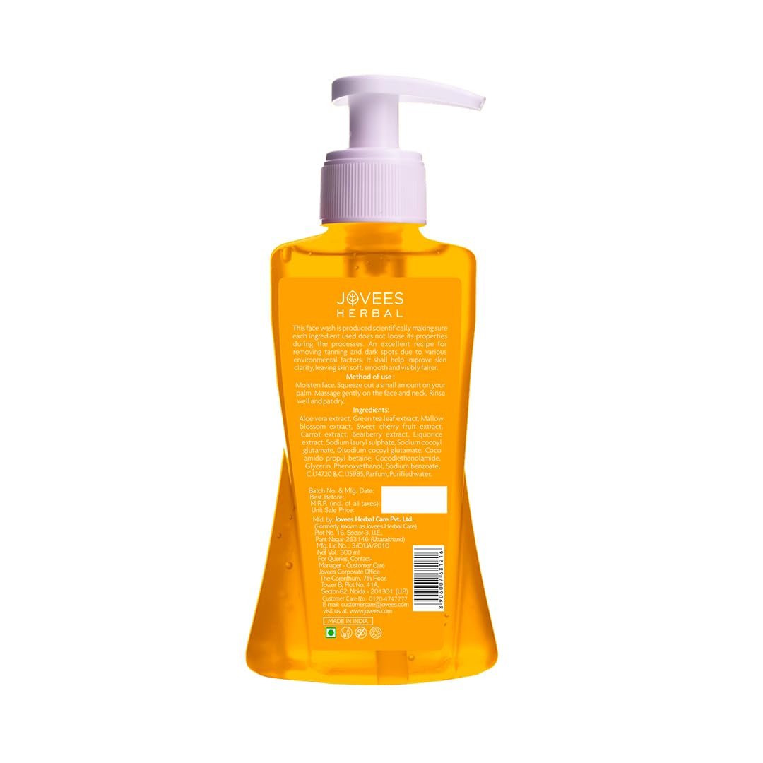 Jovees Herbal Detan Facewash For Glowing and Clear Skin With Liquorice & bearberry Ext. | Gentle Cleanser For Brighten, Even Tone and Hydrates Skin | Suitable for All- 300ml thumbnail