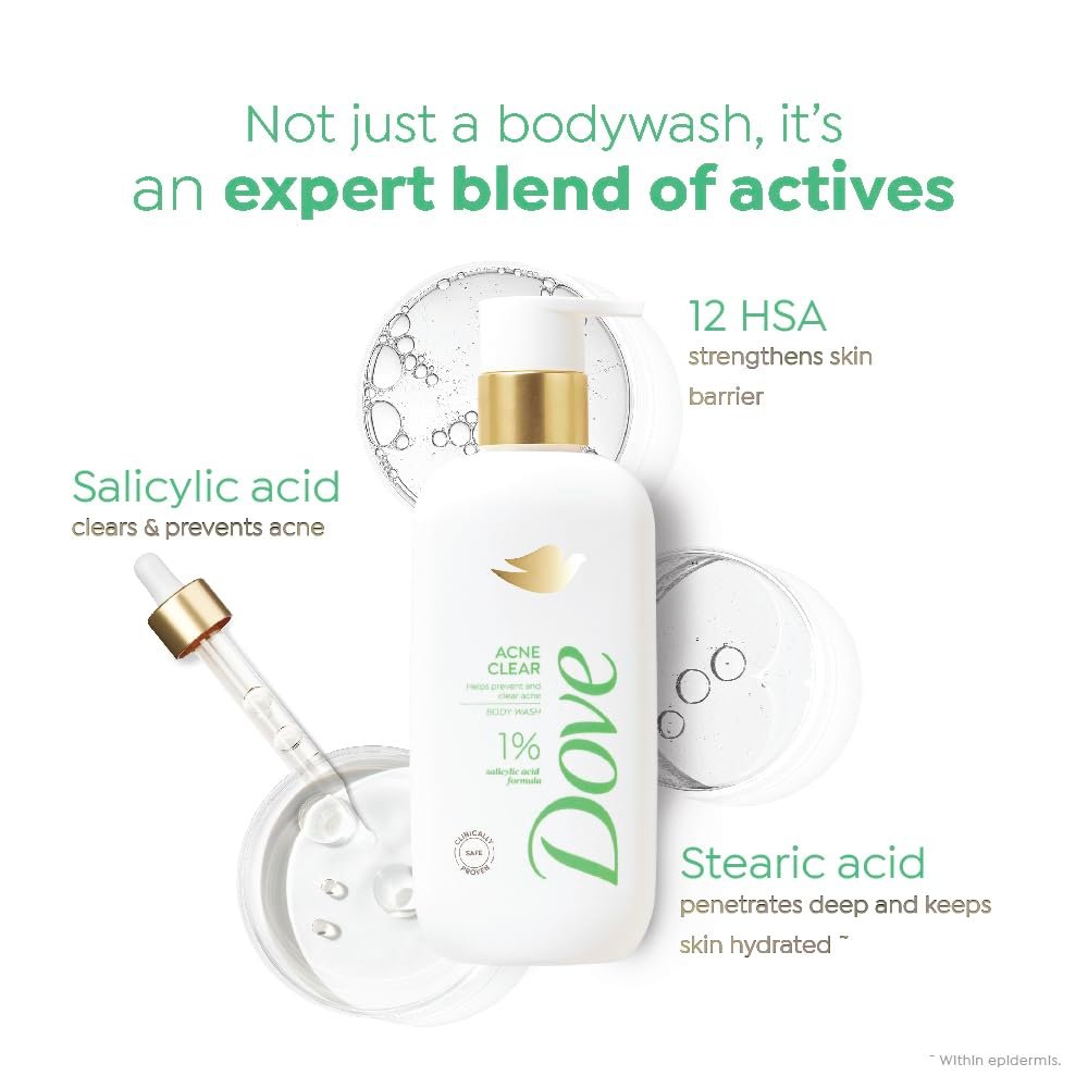 DOVE Acne Clear Serum Body Wash, 300 ml, for Clearer Skin, with 1% Salicylic Acid, Reduces Blemishes and Breakouts, Sulfate-Free, Dermatologist Approved thumbnail