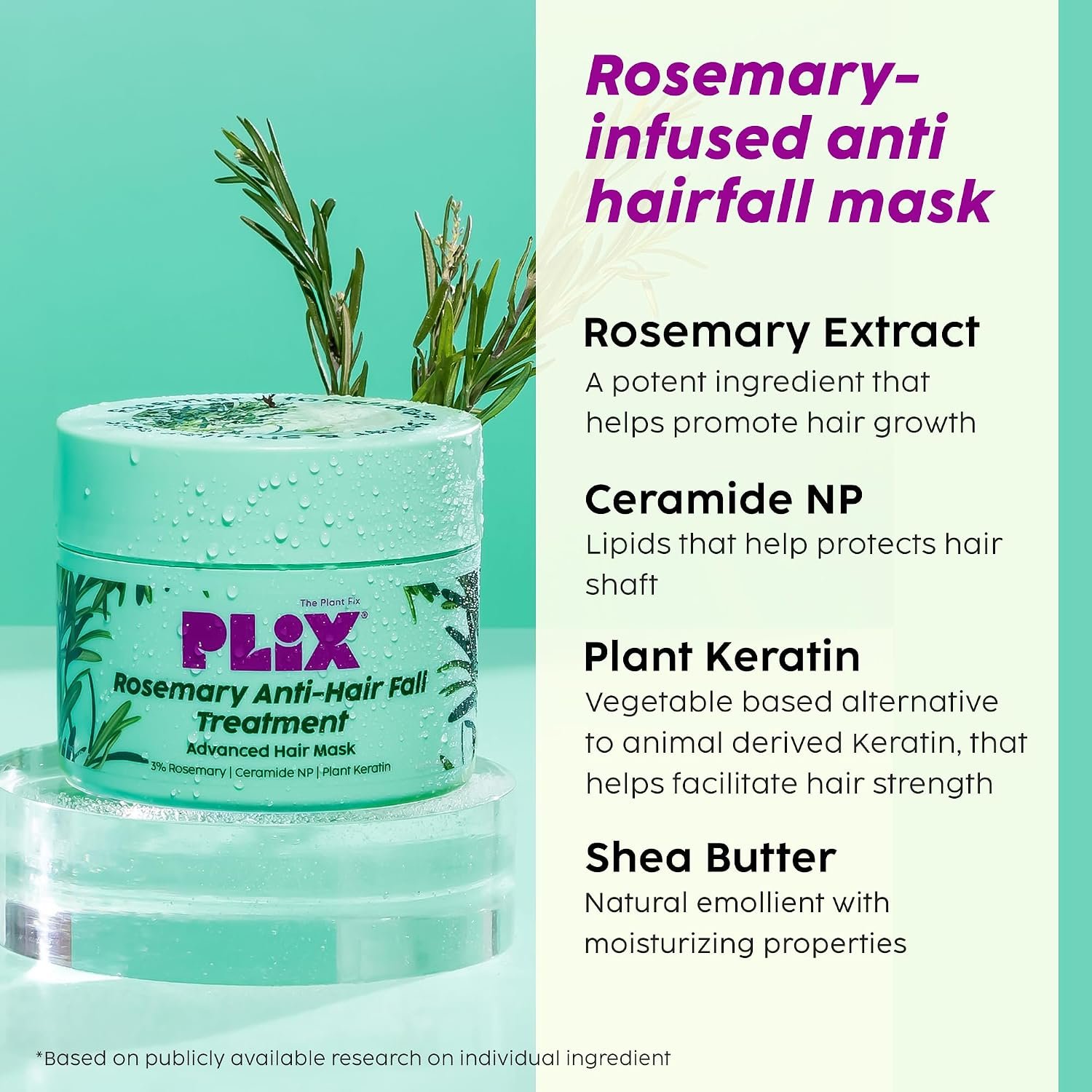 PLIX - THE PLANT FIX Rosemary Anti-Hair Fall Treatment Advanced Hair Mask With 3% Rosemary Extract, Ceramides & Plant Keratin | Hair Mask For Dry And Frizzy Hair| 200 Gram thumbnail