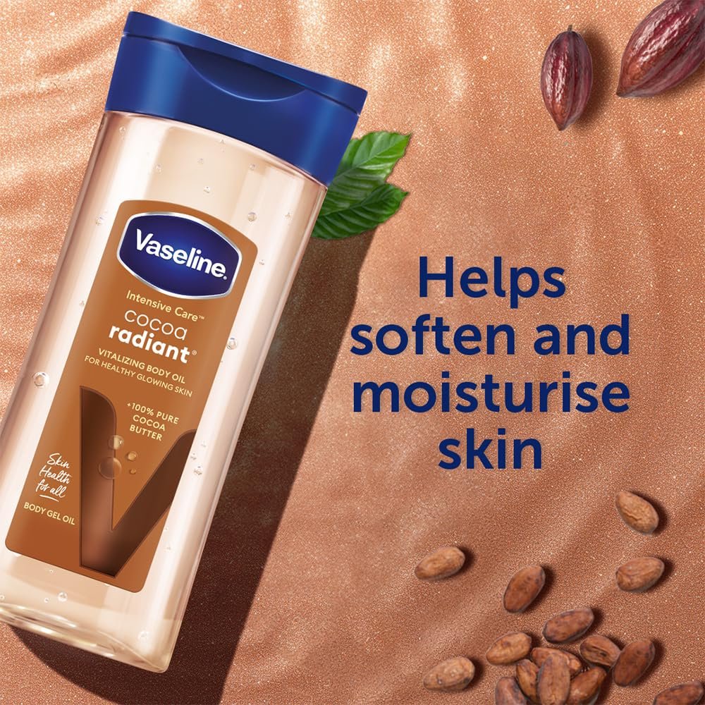Vaseline Intensive Care Cocoa Radiant Body Oil | With Cocoa Butter | Non-Greasy Formula for Dry Skin | 200 ML thumbnail