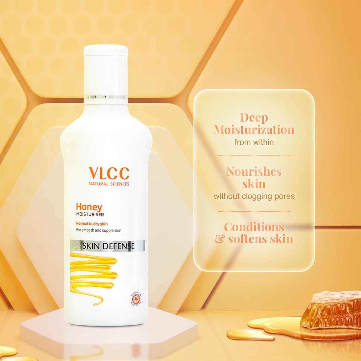 VLCC Honey Moisturiser - 100g - Non-Greasy, Deep Moisturization and Lightweight with Honey, Shea Butter, Fenugreek Extract & Wheat Germ Oil thumbnail