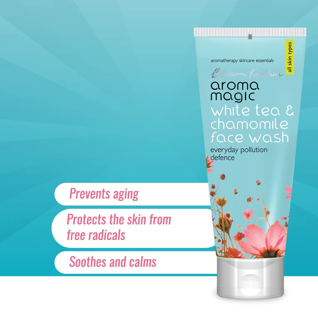 Aroma Magic Pollution Defence Face Wash with White Tea & Chamomile – Deep Pore Cleanser with Soya Milk & Exfoliating Micro Beads for All Skin Types, 100ml thumbnail