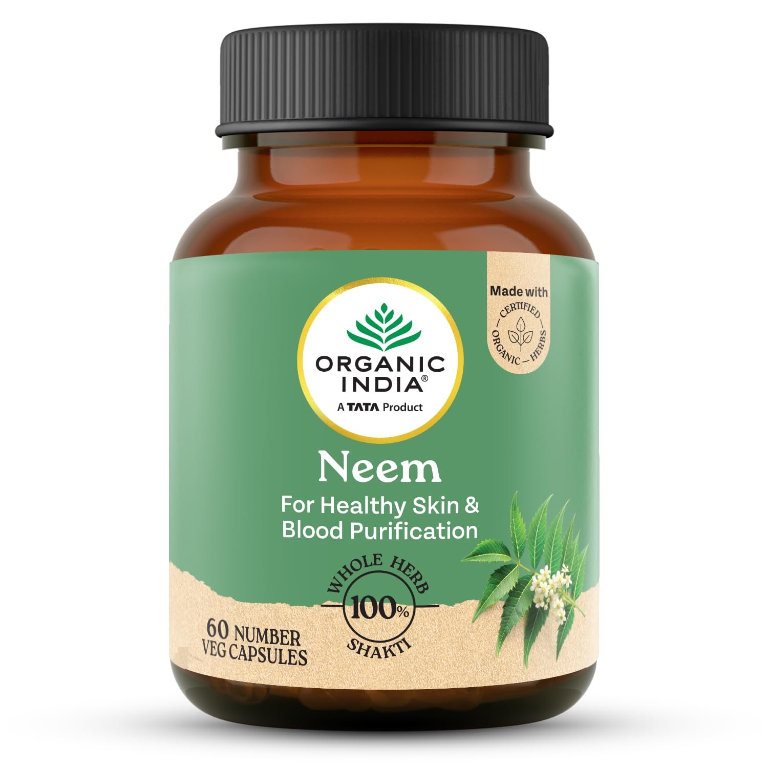 A TATA Product - Organic India Neem Blood Purifier - 60 Veg Capsules, Natural Blood Purifier,