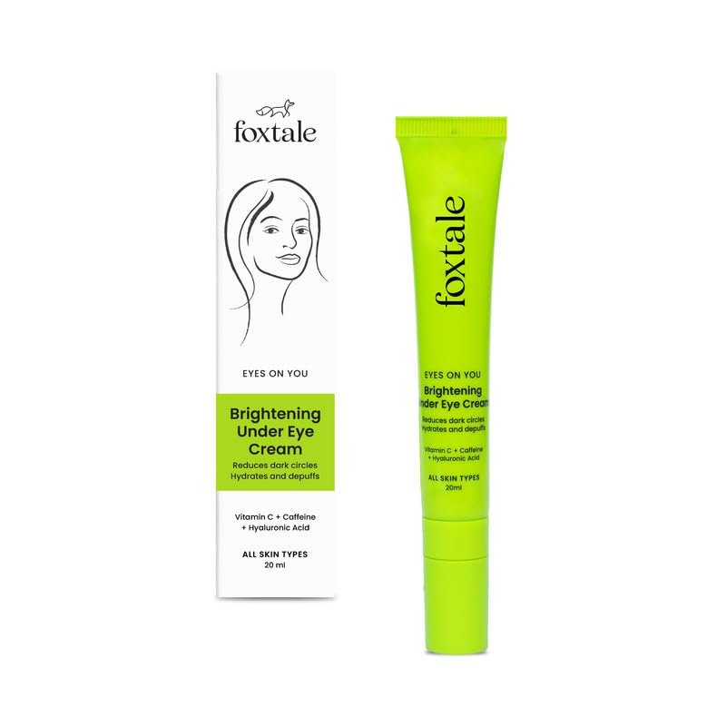 Foxtale Brightening Under Eye Cream | Vitamin C, Caffeine, and Hyaluronic Acid | Reduces Dark Circles and Puffy Eyes | Brightens undereye with a Ceramic Tip | All Skin Types | 20ml thumbnail