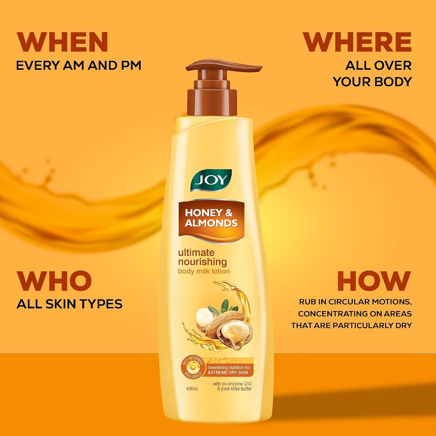 Joy Honey & Almonds Ultimate Nourishing Body Milk Winter Lotion 600ml | With Shea Butter & Vitamin E | Long Lasting Moisture | Prevents Dryness & Provides Intense Moisturization for Dry Skin thumbnail