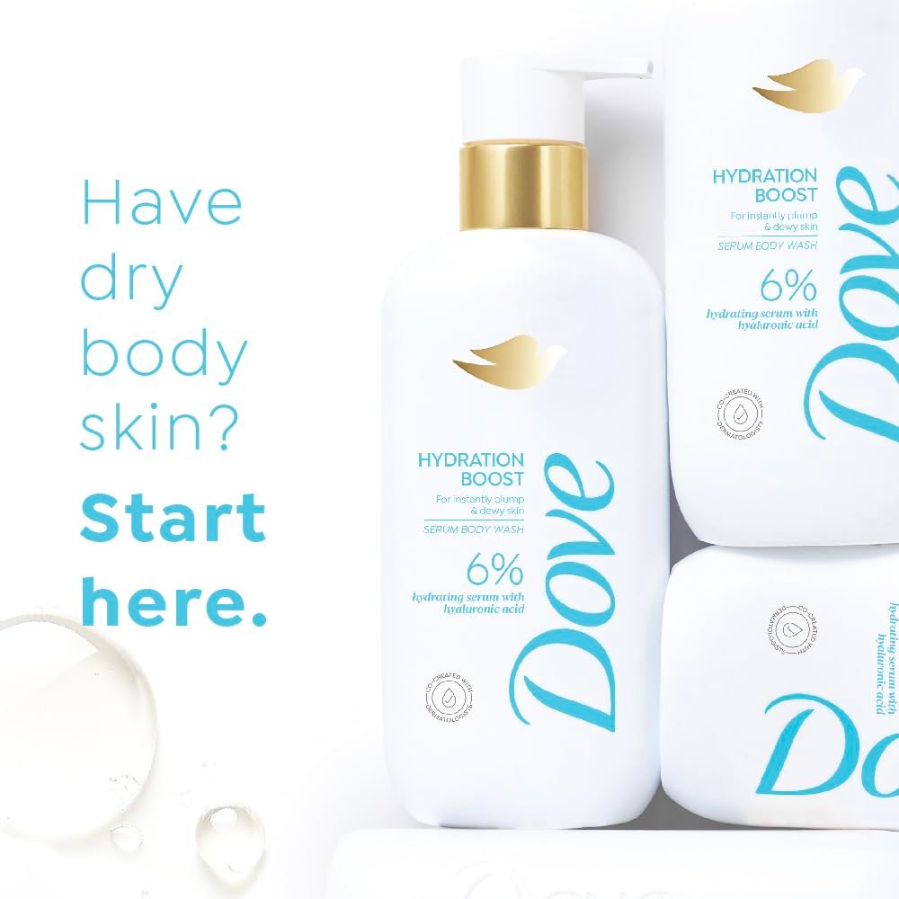 Dove Hydration Boost Serum Body Wash | 6% Hydrating Serum with Hyaluronic Acid | For instantly plump & dewy skin | Paraben & SLS free | 300 ml thumbnail